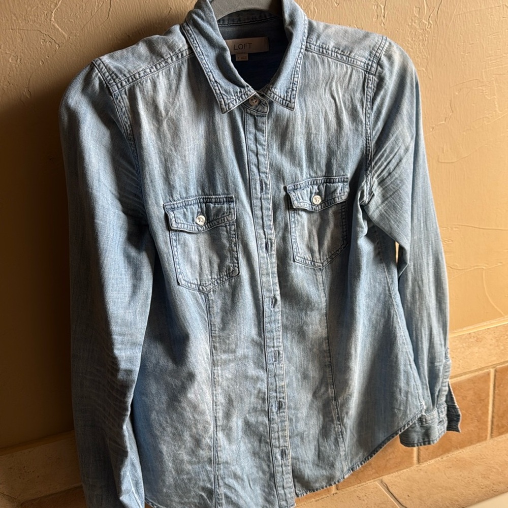 Classic Ann Taylor loft denim button down shirt